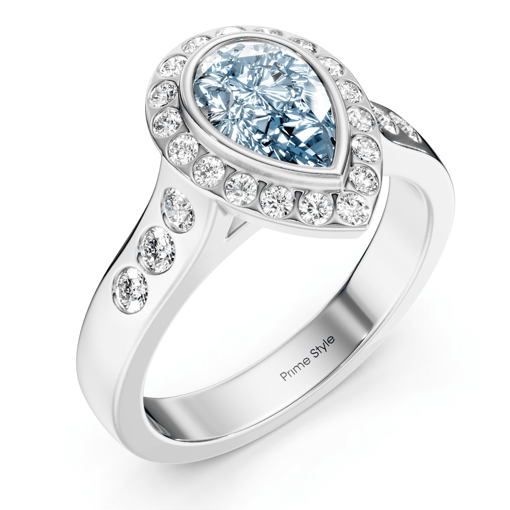 1.38-4.38 CT Pear & Round Cut Fancy Blue Diamonds - Engagement Ring
