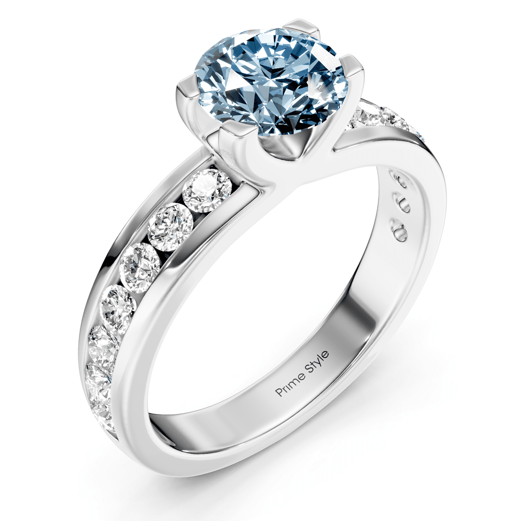 1.60-4.60 CT Round Cut Fancy Blue Diamonds - Engagement Ring