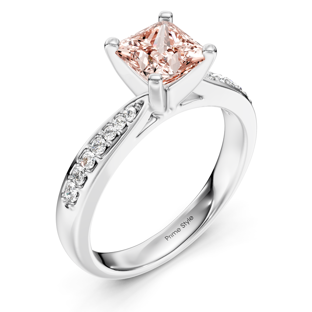 1.15-4.15 CT Princess &amp; Round Cut Fancy Pink Diamonds - Engagement Ring