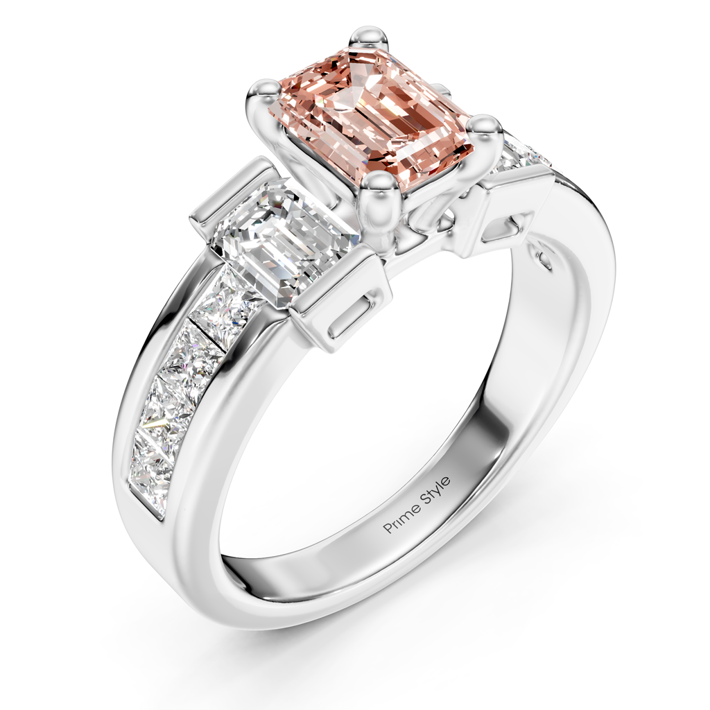 2.30-5.30 CT Emerald &amp; Princess Cut Fancy Pink Diamonds - Engagement Ring