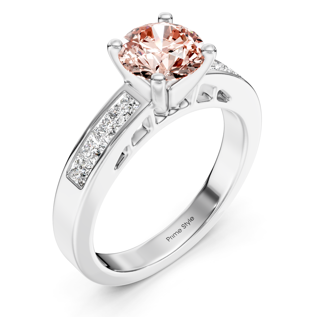 1.50-4.50 CT Princess &amp; Round Cut Fancy Pink Diamonds - Engagement Ring