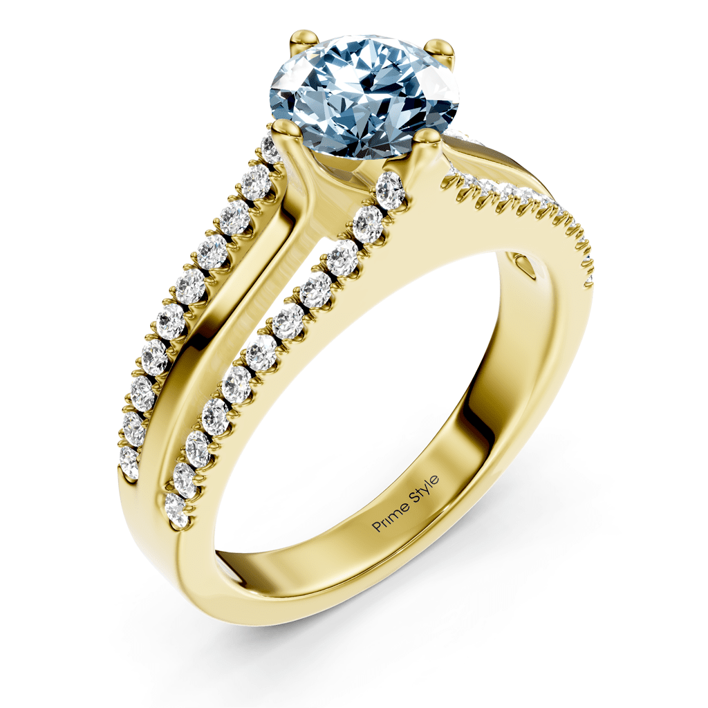 1.45-4.45 CT Round Cut Fancy Blue Diamonds - Engagement Ring