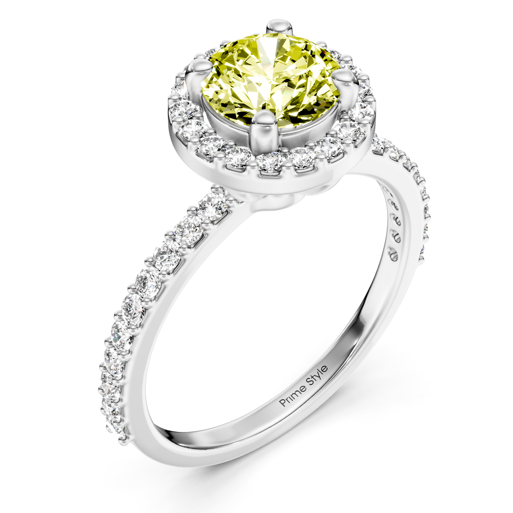 1.40-4.40 CT Round Cut Fancy Yellow Diamonds - Engagement Ring