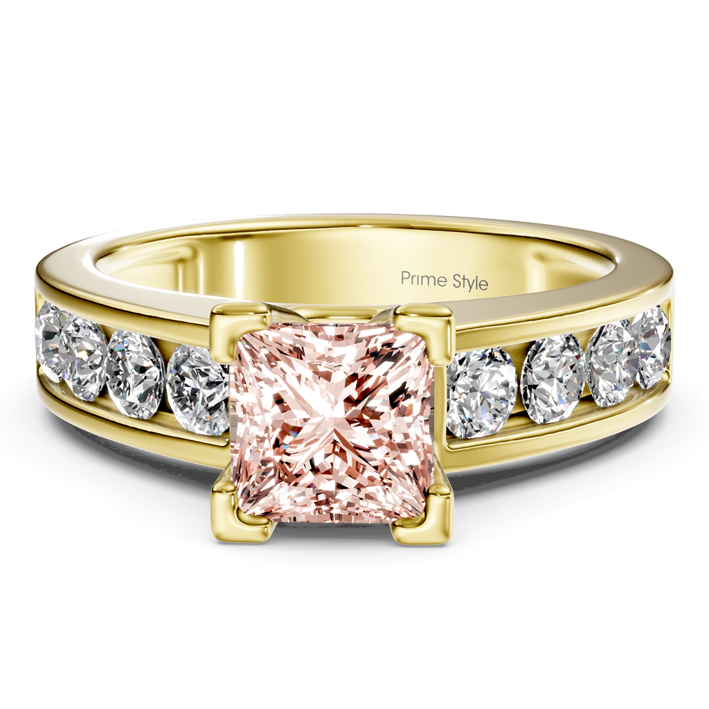 1.80-4.80 CT Princess &amp; Round Cut Fancy Pink Diamonds - Engagement Ring