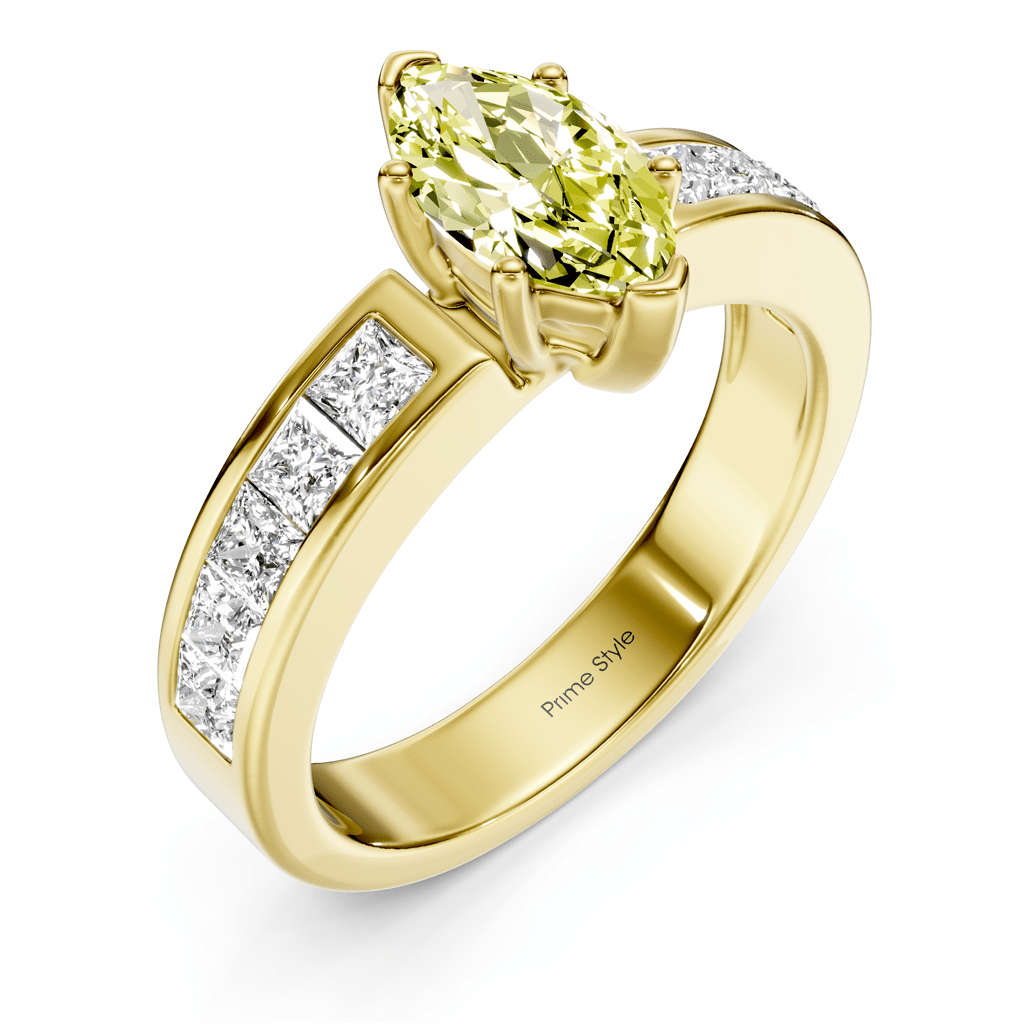 1.90 - 4.90 CT Princess Cut Fancy Yellow Diamonds - Engagement Ring - Primestyle.com