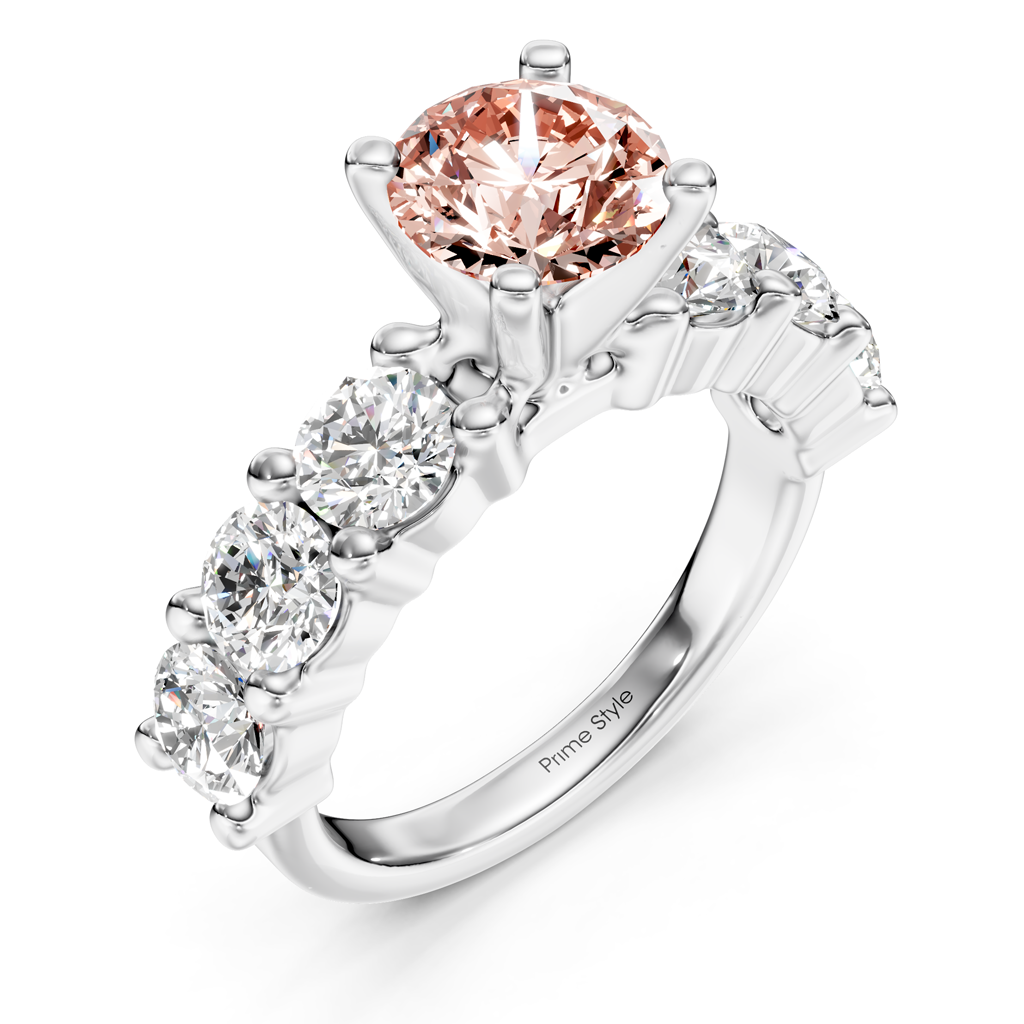 2.50-5.50 CT Round Cut Fancy Pink Diamonds - Engagement Ring