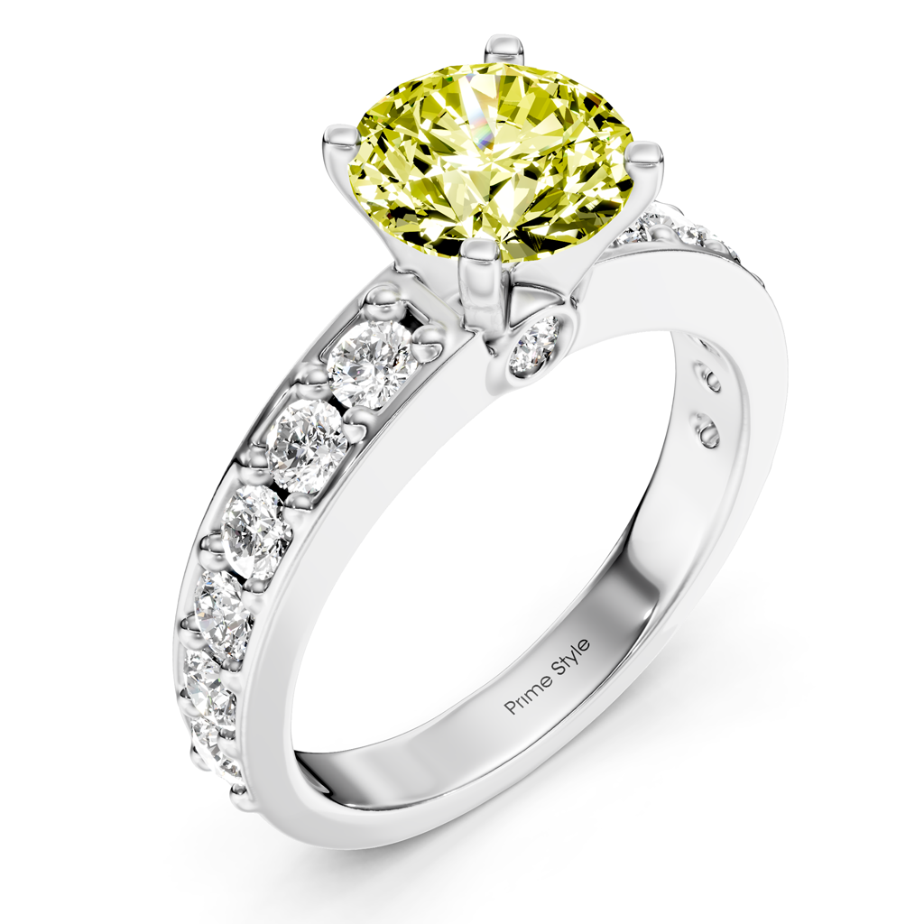 1.80-4.80 CT Round Cut Fancy Yellow Diamonds - Engagement Ring