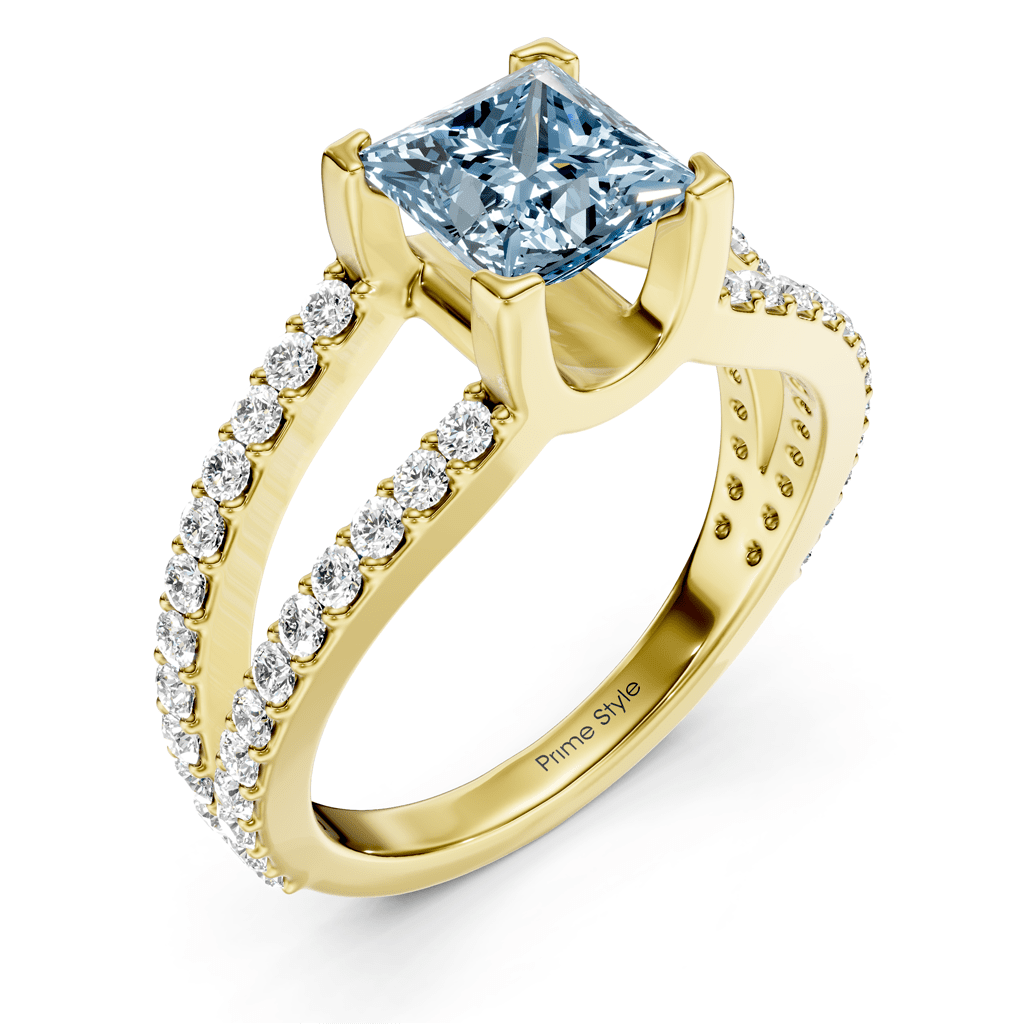 1.50 - 4.50 CT Princess &amp; Round Cut Fancy Blue Diamonds - Engagement Ring - Primestyle.com