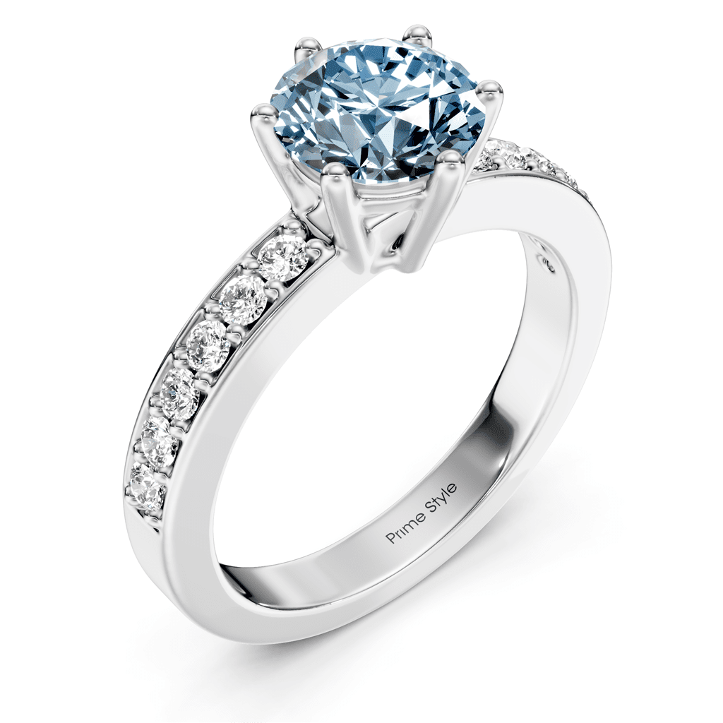 1.25-4.25 CT Round Cut Fancy Blue Diamonds - Engagement Ring