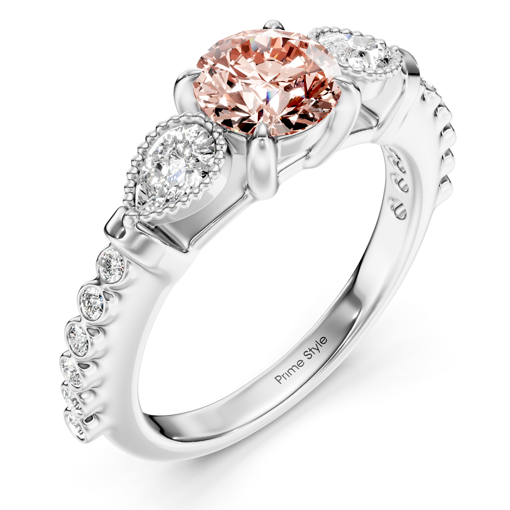 1.42-4.42 CT Pear &amp; Round Cut Fancy Pink Diamonds - Engagement Ring