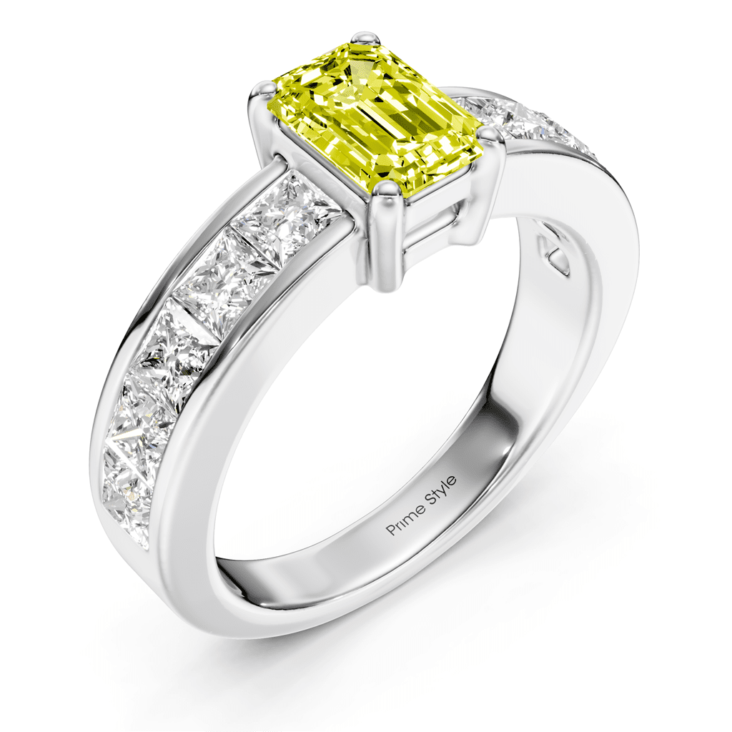 2.50-5.50 CT Emerald & Princess Cut Fancy Yellow Diamonds - Engagement Ring