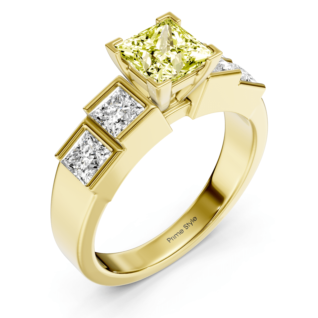 1.80 - 4.80 CT Princess Cut Fancy Yellow Diamonds - Engagement Ring - Primestyle.com
