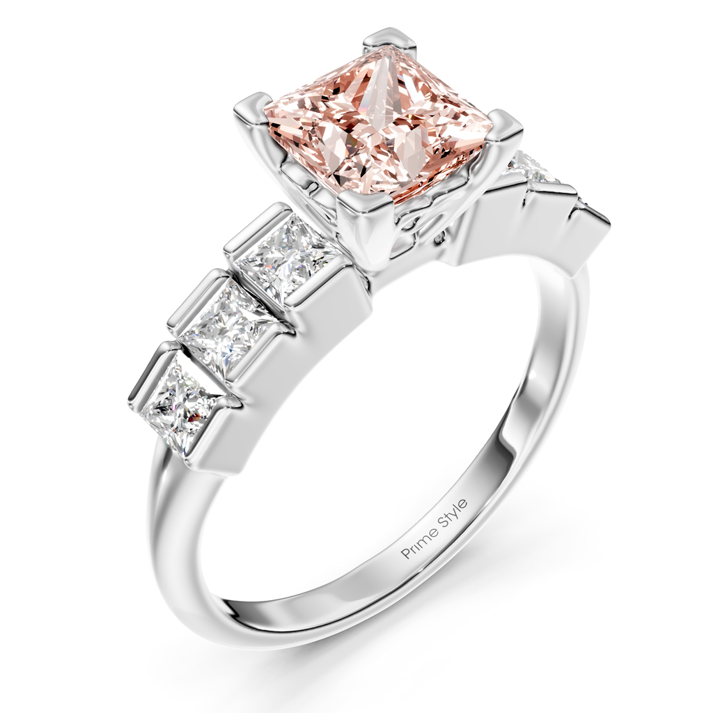 1.80-4.80 CT Princess Cut Fancy Pink Diamonds - Engagement Ring