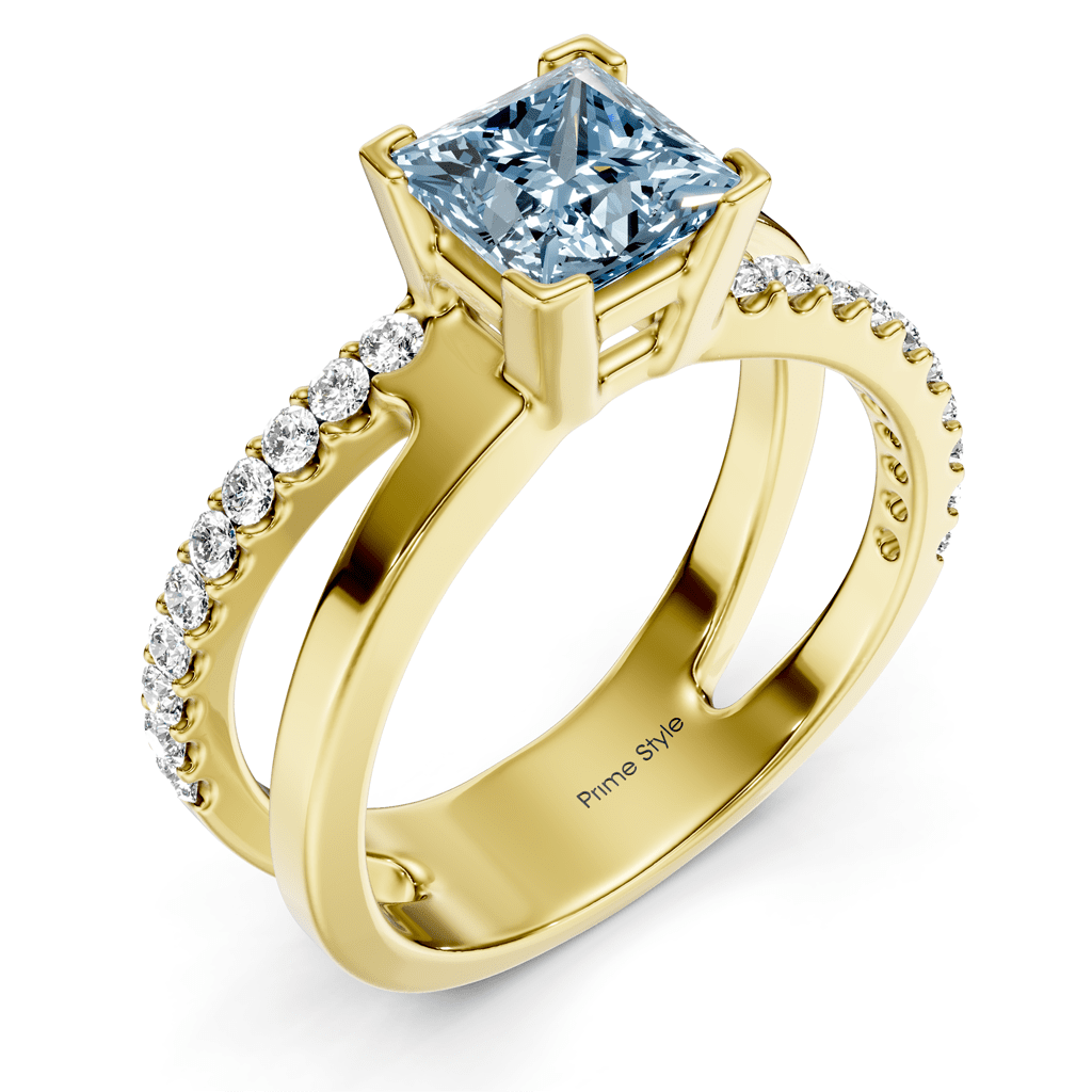 1.25 - 4.25 CT Princess &amp; Round Cut Fancy Blue Diamonds - Engagement Ring - Primestyle.com