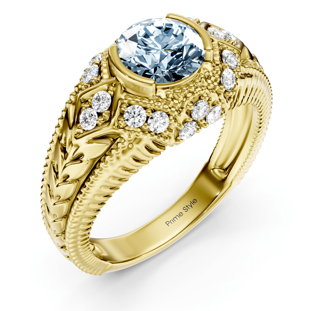 1.25-4.25 CT Round Cut Fancy Blue Diamonds - Engagement Ring