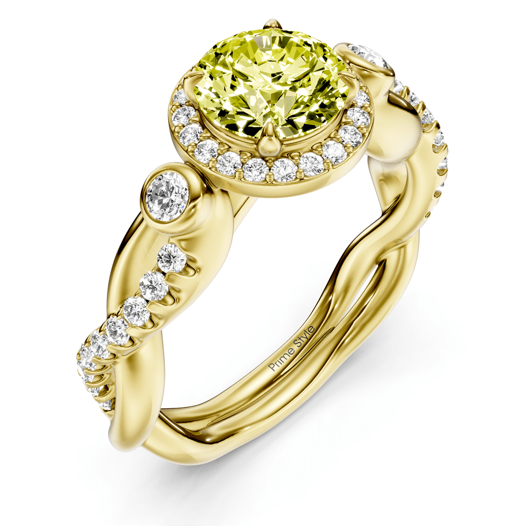1.47 - 4.47 CT Round Cut Fancy Yellow Diamonds - Engagement Ring - Primestyle.com