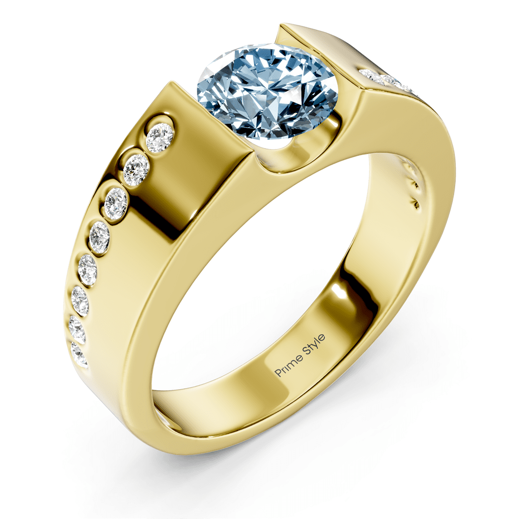 1.20-4.20 CT Round Cut Fancy Blue Diamonds - Engagement Ring