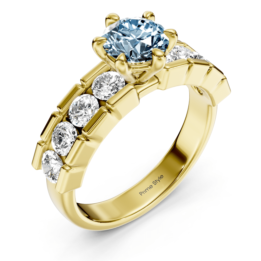 2.05 - 5.05 CT Round Cut Fancy Blue Diamonds - Engagement Ring - Primestyle.com
