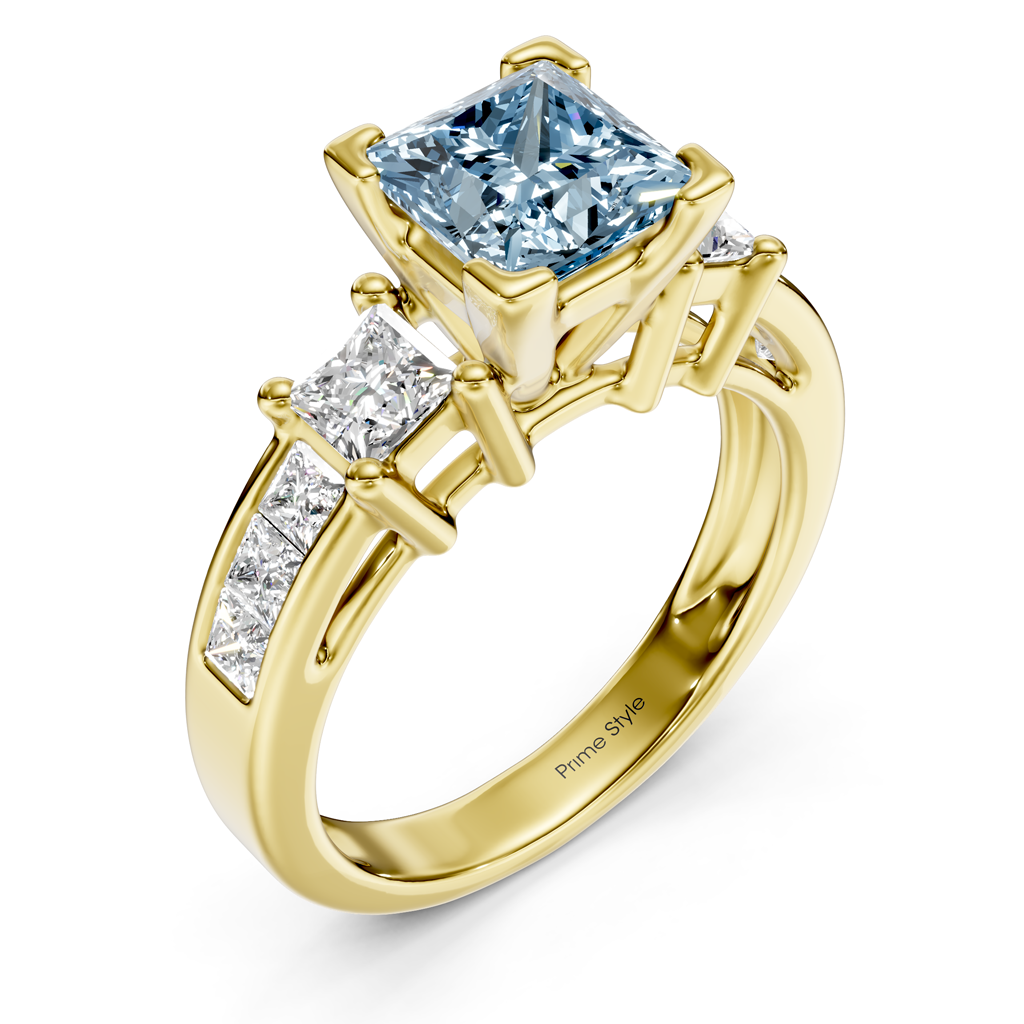 1.85-4.85 CT Princess Cut Fancy Blue Diamonds - Engagement Ring