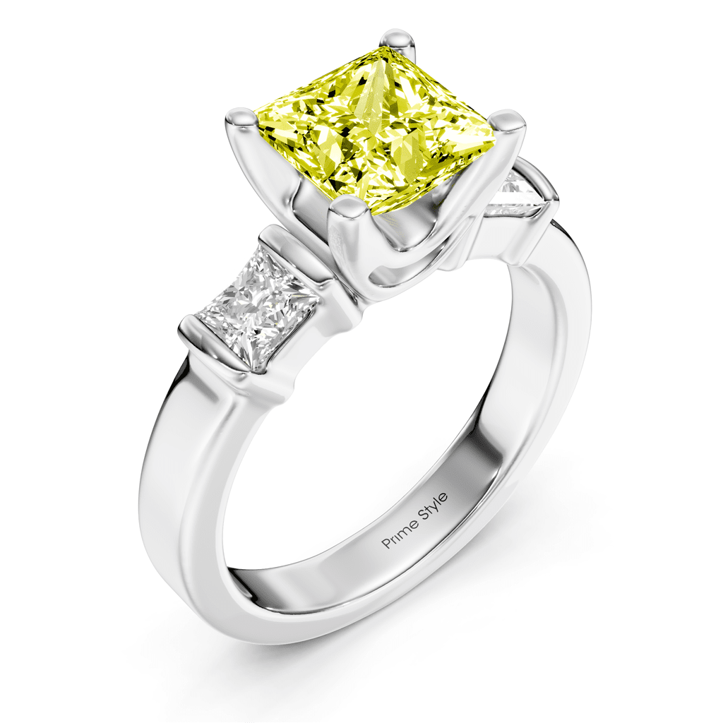 1.50-4.50 CT Princess Cut Fancy Yellow Diamonds - Engagement Ring