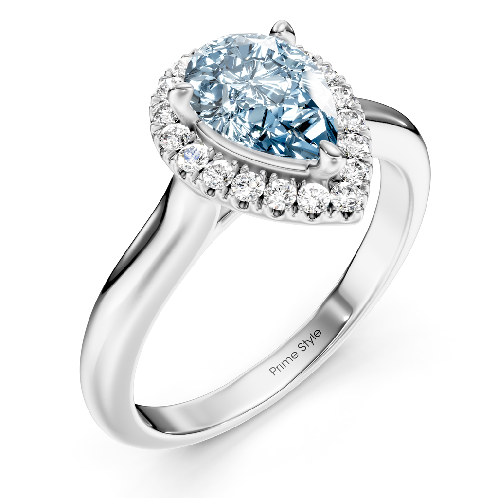 1.20-4.20 CT Pear &amp; Round Cut Fancy Blue Diamonds - Engagement Ring
