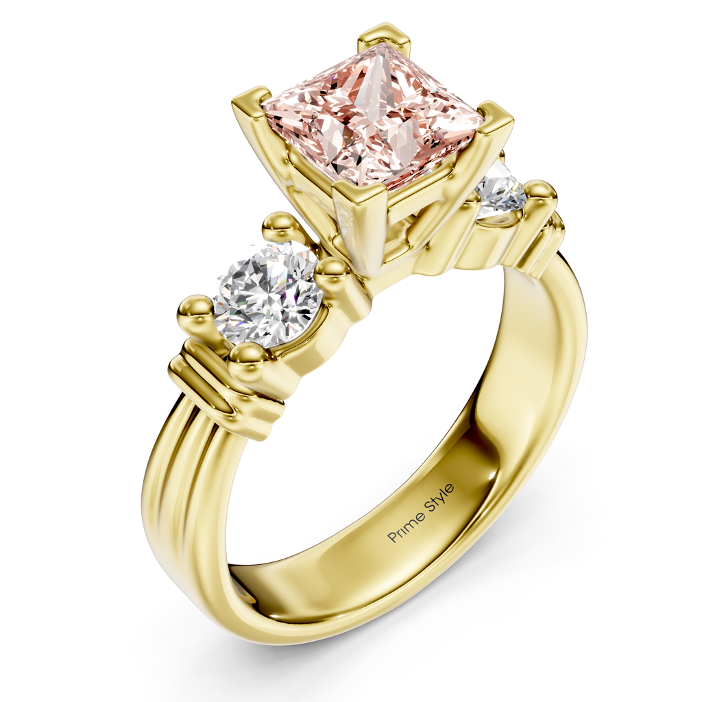 1.50-4.50 CT Princess &amp; Round Cut Fancy Pink Diamonds - Engagement Ring