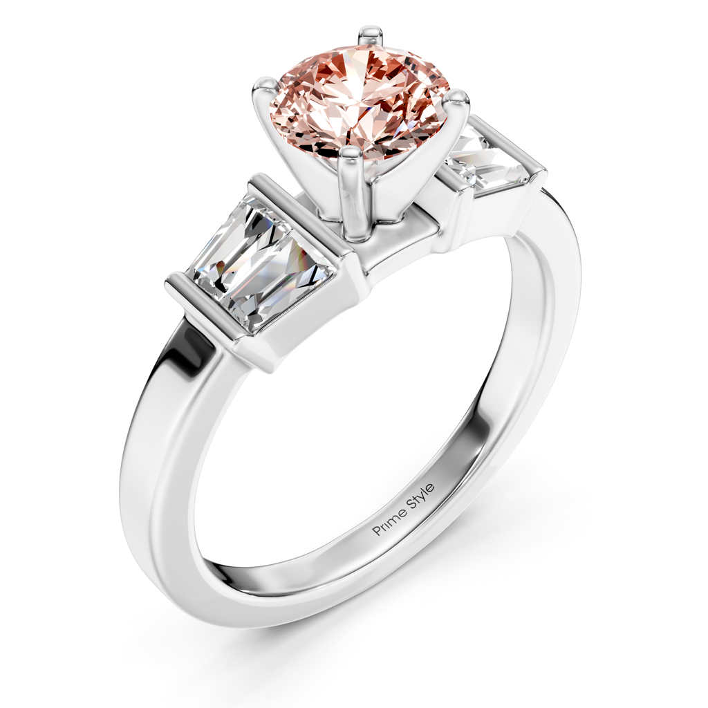 1.40-4.40 CT Round &amp; Taper Cut Fancy Pink Diamonds - Engagement Ring