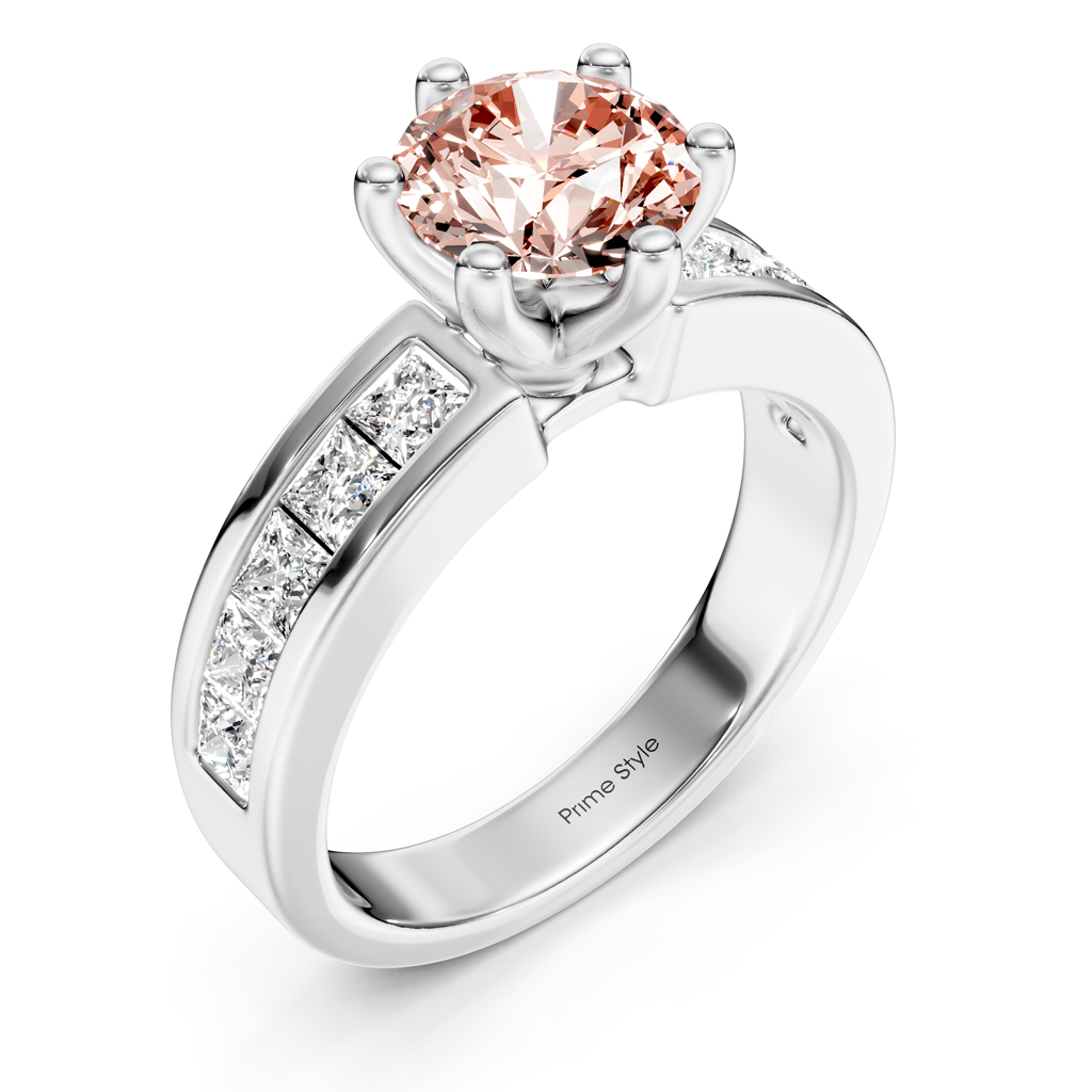 1.90-4.90 CT Princess &amp; Round Cut Fancy Pink Diamonds - Engagement Ring