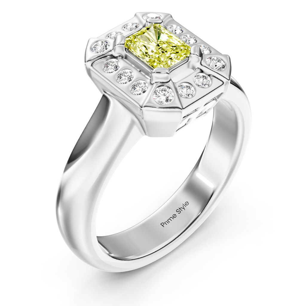 1.16-4.16 CT Radiant &amp; Round Cut Fancy Yellow Diamonds - Engagement Ring