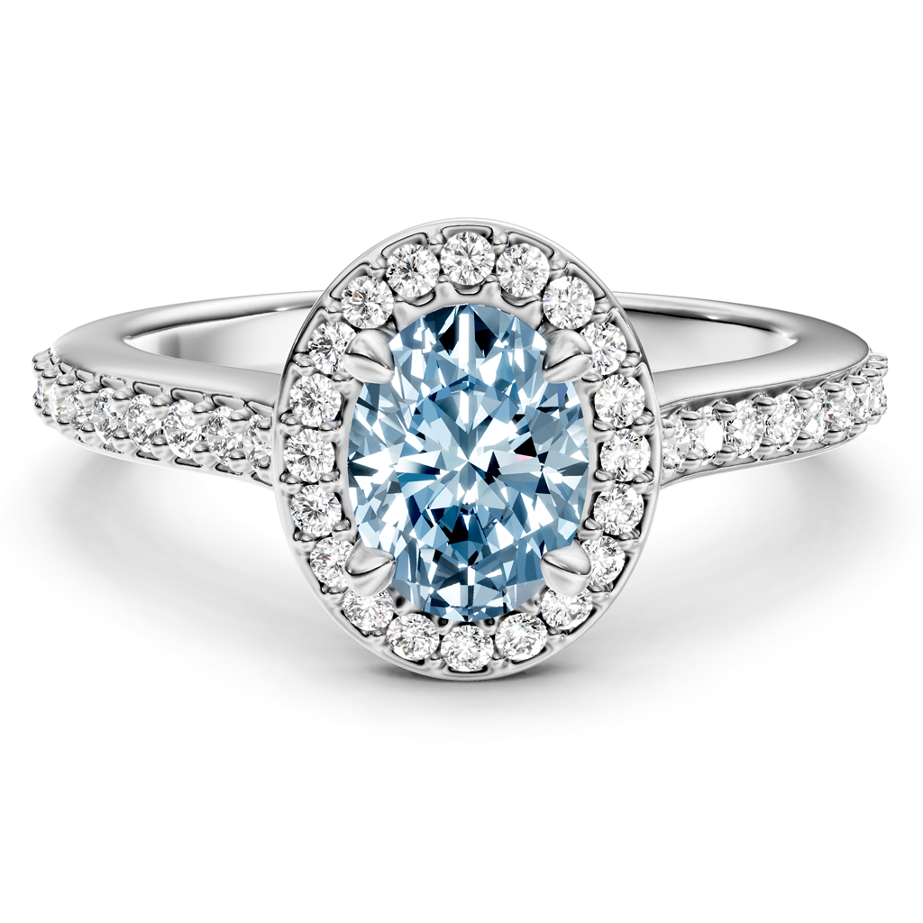 1.30-4.30 CT Marquise &amp; Round Cut Fancy Blue Diamonds - Engagement Ring