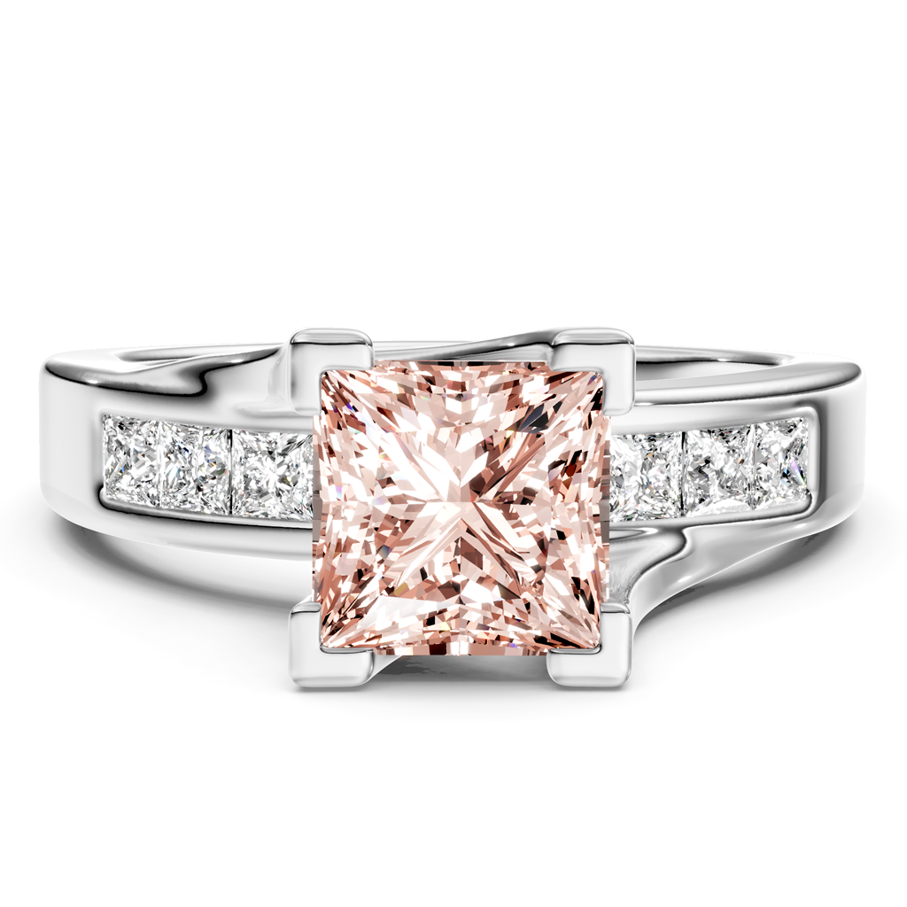 1.45-4.45 CT Princess Cut Fancy Pink Diamonds - Engagement Ring