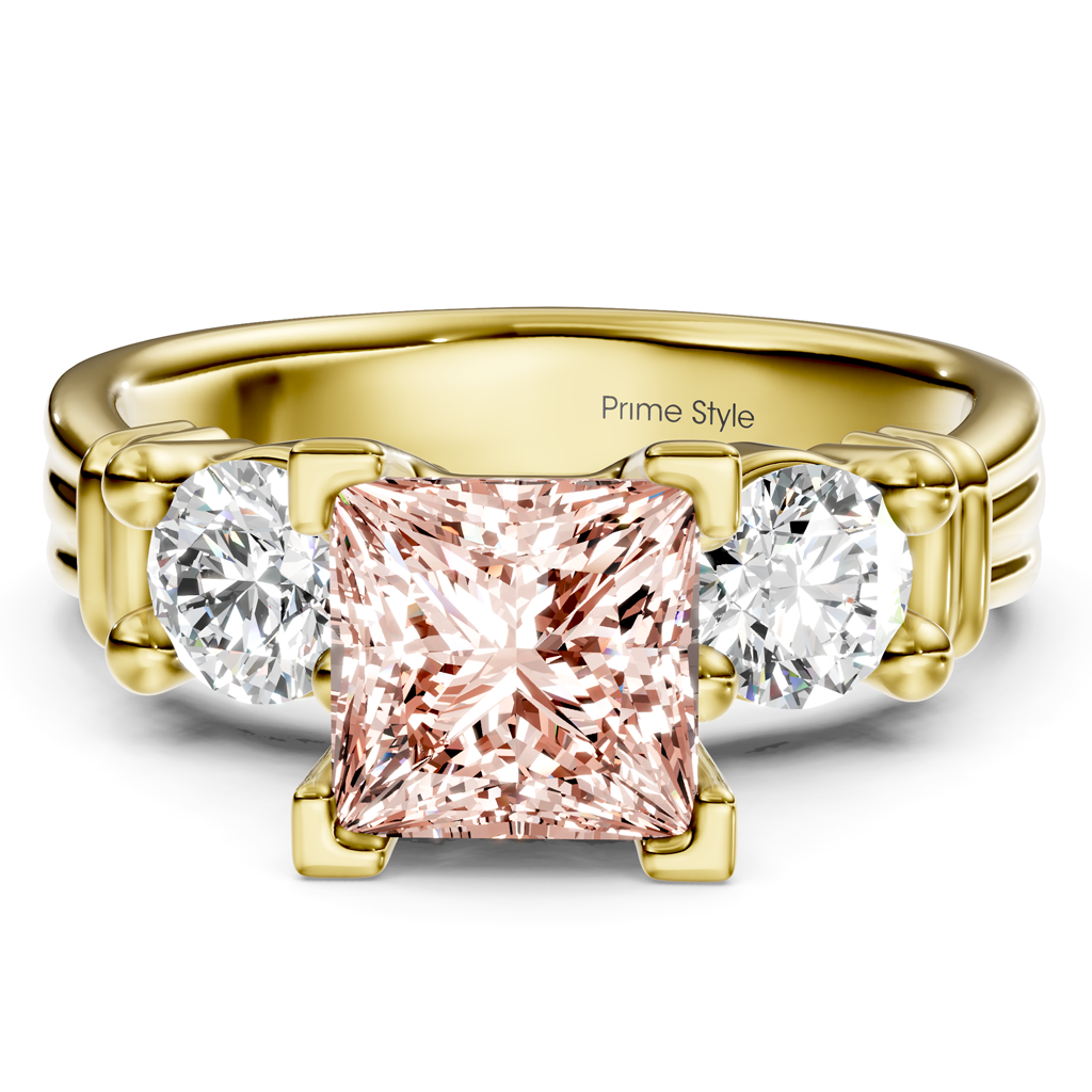 1.50-4.50 CT Princess &amp; Round Cut Fancy Pink Diamonds - Engagement Ring