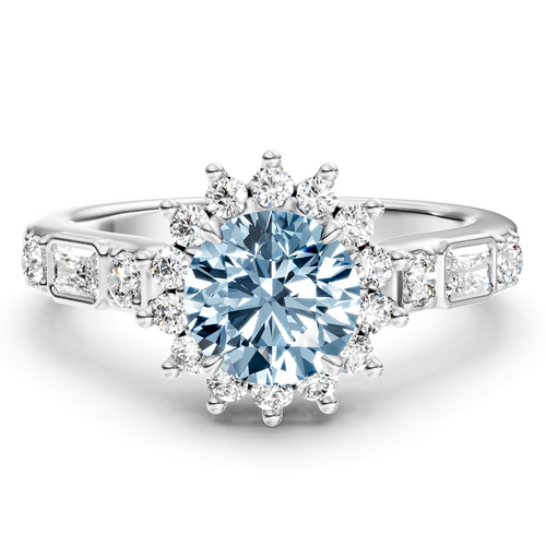 1.57-4.57 CT Radiant & Round Cut Fancy Blue Diamonds - Engagement Ring