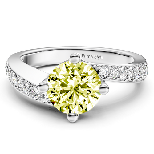 1.35-4.35 CT Round Cut Fancy Yellow Diamonds - Engagement Ring
