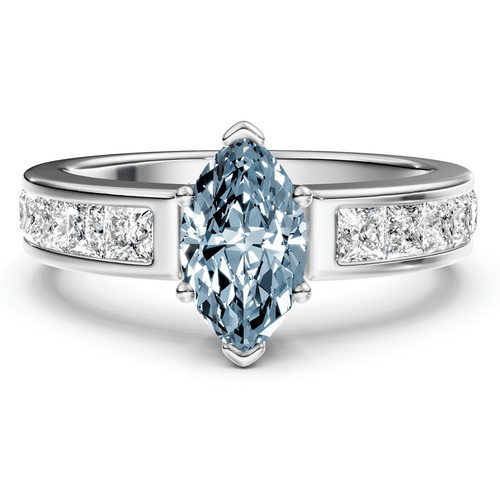 1.90 - 4.90 CT Princess Cut Fancy Blue Diamonds - Engagement Ring - Primestyle.com