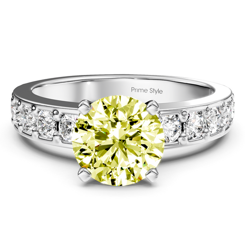 1.80-4.80 CT Round Cut Fancy Yellow Diamonds - Engagement Ring
