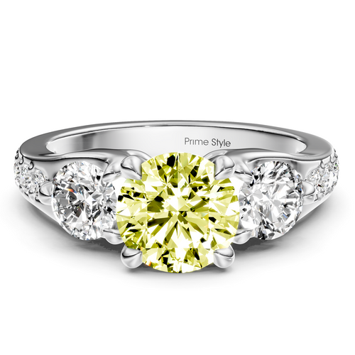 2.05-5.05 CT Round Cut Fancy Yellow Diamonds - Engagement Ring