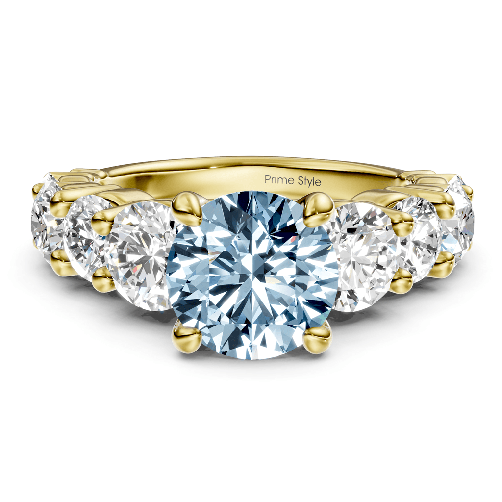 3.50-6.50 CT Round Cut Fancy Blue Diamonds - Engagement Ring