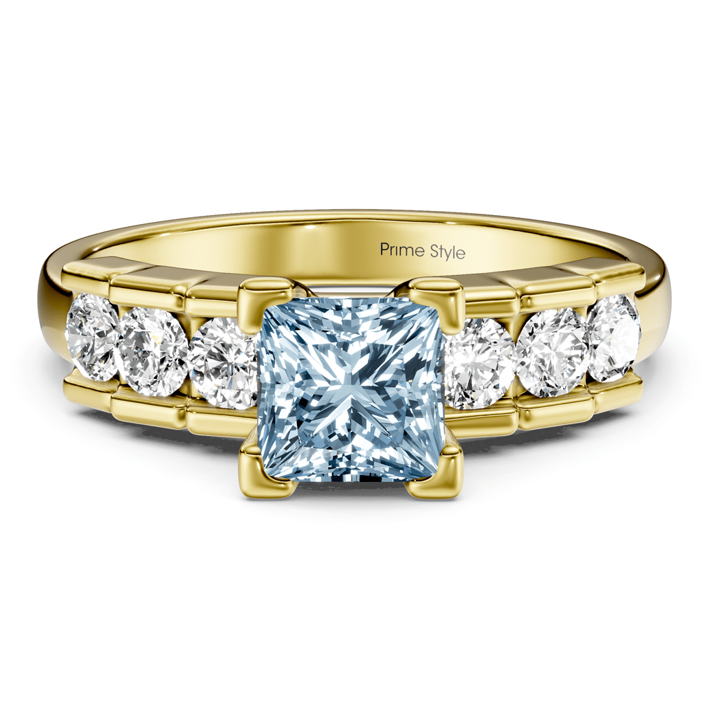 1.60-4.60 CT Princess & Round Cut Fancy Blue Diamonds - Engagement Ring
