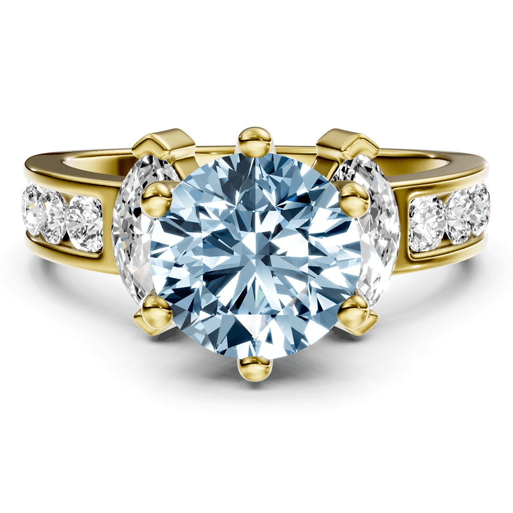 1.85 - 4.85 CT Marquise &amp; Round Cut Fancy Blue Diamonds - Engagement Ring - Primestyle.com