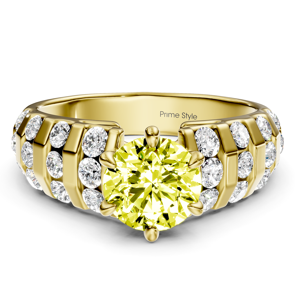 1.75-4.75 CT Round Cut Fancy Yellow Diamonds - Engagement Ring