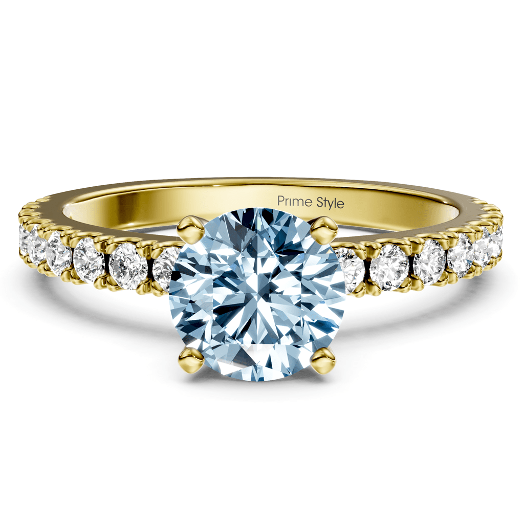 1.40-4.40 CT Round Cut Fancy Blue Diamonds - Engagement Ring