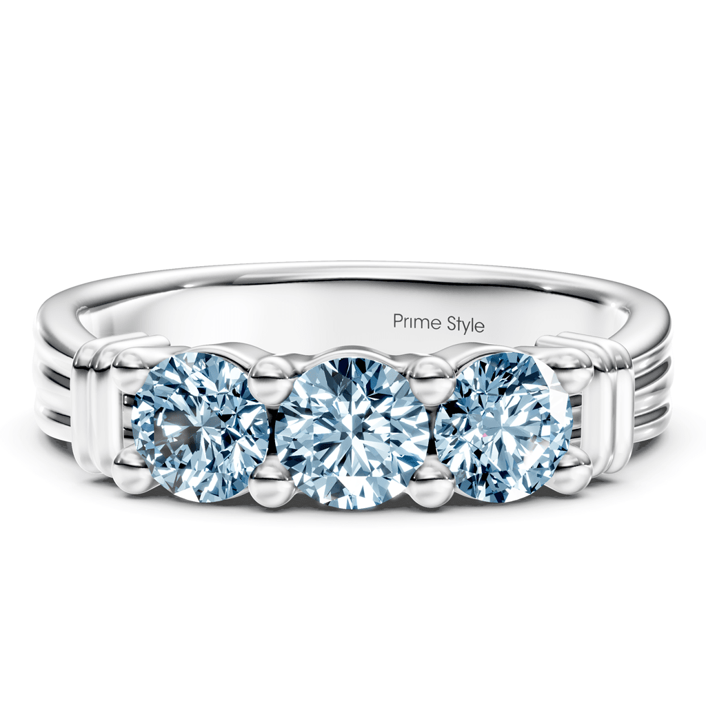 1.55-4.55 CT Round Cut Fancy Blue Diamonds - Engagement Ring