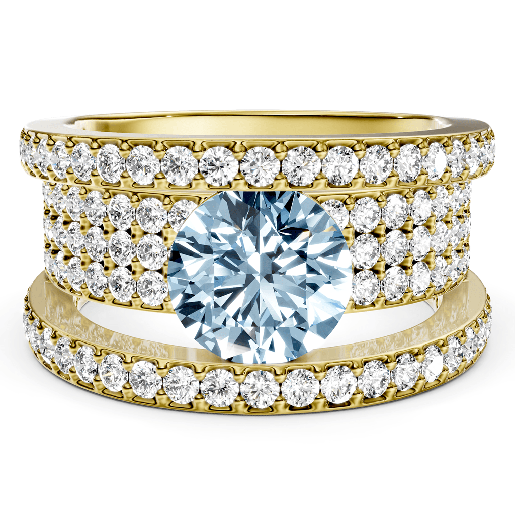 2.80-5.80 CT Round Cut Fancy Blue Diamonds - Engagement Ring