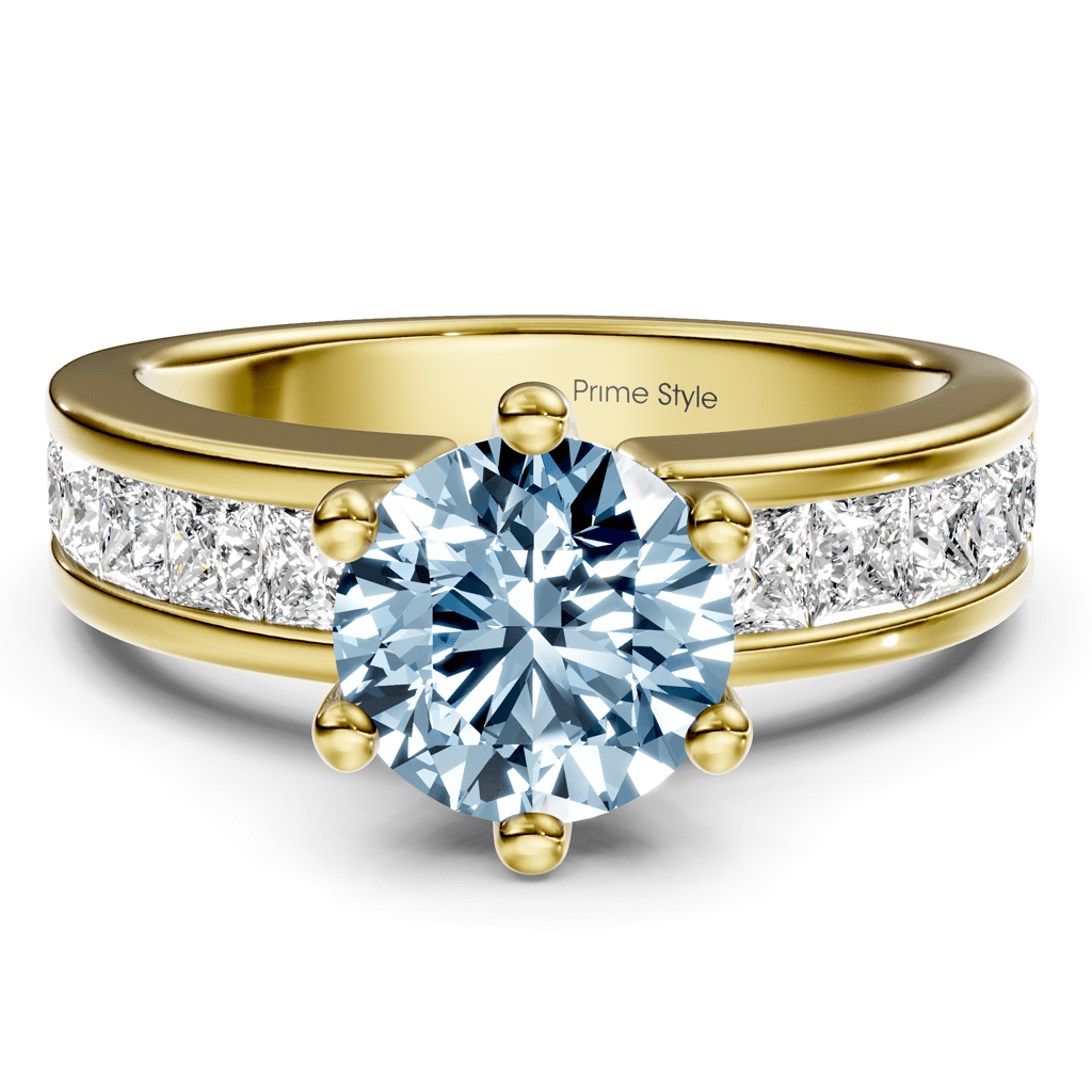 1.90 - 4.90 CT Princess &amp; Round Cut Fancy Blue Diamonds - Engagement Ring - Primestyle.com