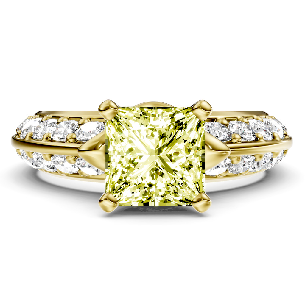 1.65-4.65 CT Princess &amp; Round Cut Fancy Yellow Diamonds - Engagement Ring