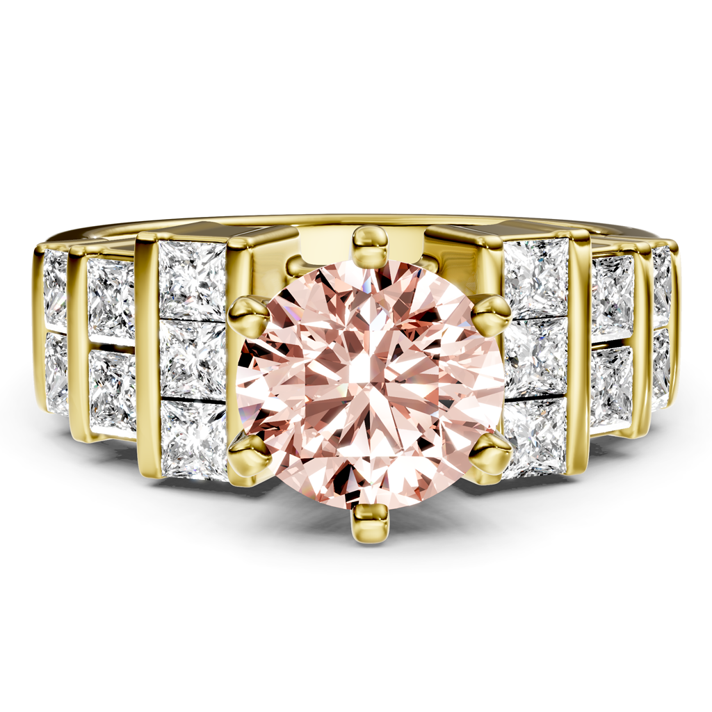 2.20-5.20 CT Princess &amp; Round Cut Fancy Pink Diamonds - Engagement Ring