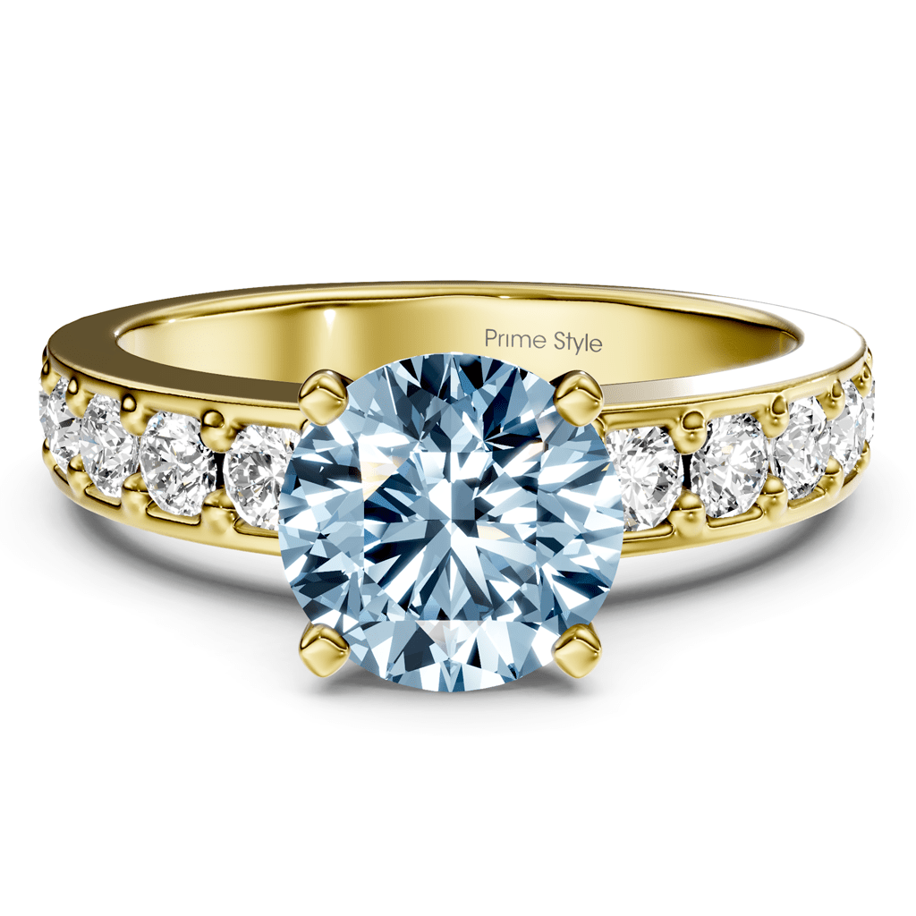 1.80 - 4.80 CT Round Cut Fancy Blue Diamonds - Engagement Ring - Primestyle.com