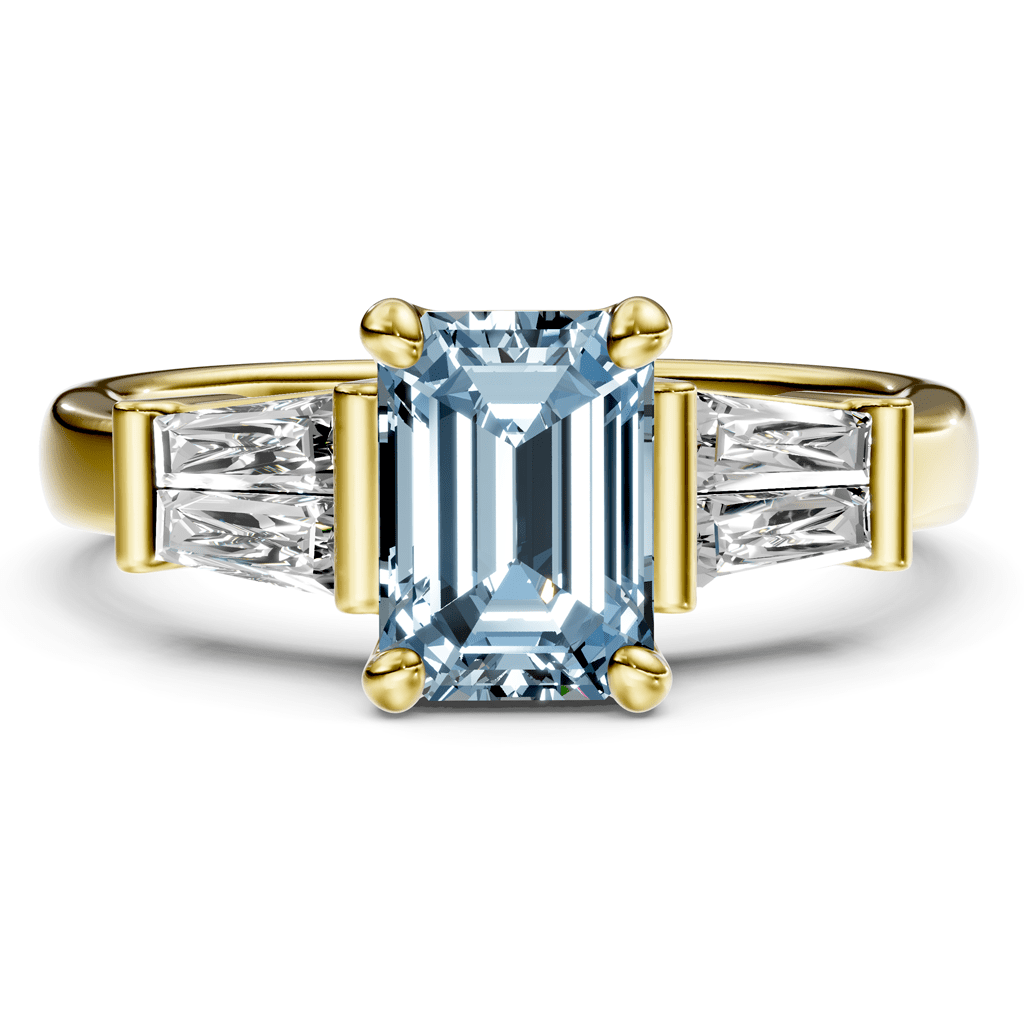 1.40 - 4.40 CT Emerald &amp; Taper Cut Fancy Blue Diamonds - Engagement Ring - Primestyle.com