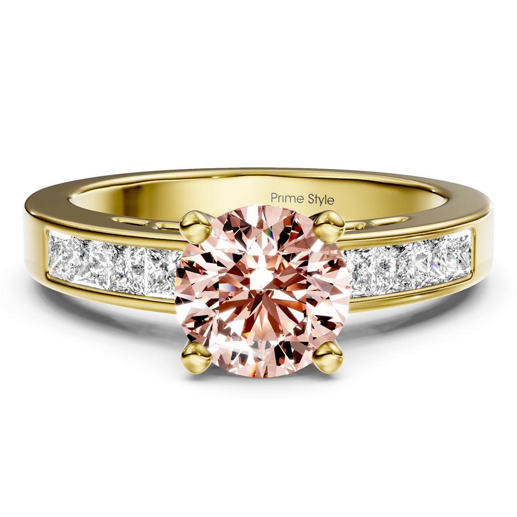 1.50-4.50 CT Princess &amp; Round Cut Fancy Pink Diamonds - Engagement Ring